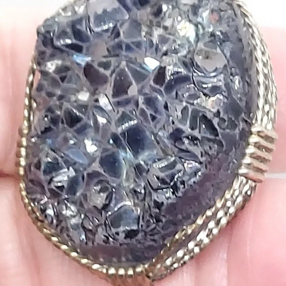 Druzy filigree pendant necklace‎